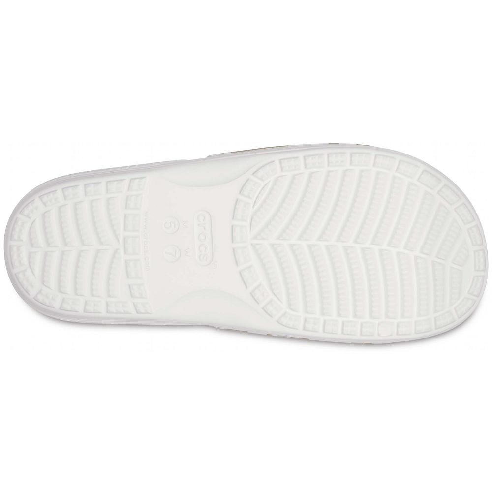 Brown / White Women's Crocs Classic Printed Camo Slides | NZ 0603TCEV